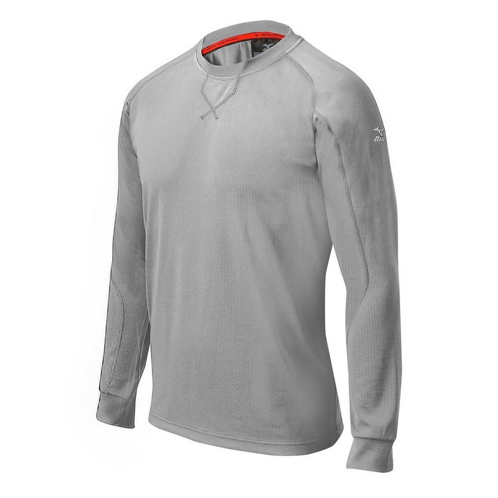 Mens Mizuno Comp Long Sleeve Training Baseball Shirt Grey Philippines (WVTLEK062)